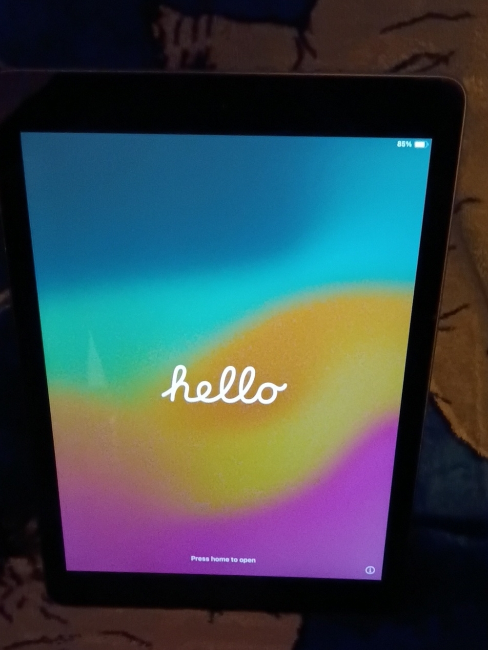 Apple Tablet - Black Frame with Colorful Hello Screen